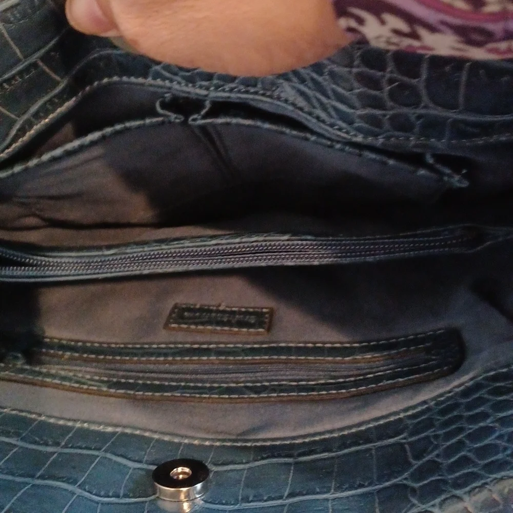 Croft & Borrows Faux Gator 🐊 Shoulder Bag, Pacific Blue